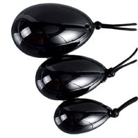 lgw crystal 3 Yoni Eggs Obsidian perforate, with Unwaxed String, Massage Stone for Women to Strengthen Pelvic Floor Muscles