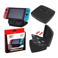 2-in-1 Nintendo Switch Stand Holder + Game Card Storage Box Stand for Nintendo Switch [Play While Charging][Travel Friendly] Switch Stand Dock Bracket with Air Vents, Portable Playstand Cradle