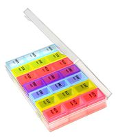 Pill Organizer Box Weekly Case, Medicine Organizer, Vitamin Organizer, Reminder Daily Am PM, Day Night Compartments 7 Days (Weekly 3 Compartment) 818