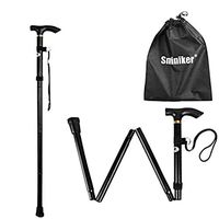 SMINIKER Professional Folding Walking Canes with Carrying Bag Lightweight Adjustable Canes and Walking Sticks for Men and Women with Wrist Strap Aluminum Alloy Shaft (Black)