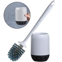 Toilet Brush and Holder Set for Bathroom with Aluminum Handle & Soft Silicone Bristle Sturdy Cleaning Toilet Bowl Brush Set Cleaner for Bathroom Storage and Organization – Grey