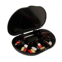 VitaCarry 8-Compartment Travel Pill Box | Pill Organizer for Medications, Vitamins, Supplements, and Other Pills | Holds up to 150 Pills (Black)