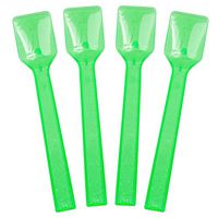 [3,000 Count] Transparent Green Plastic Gelato Spoons 4 Inch Mini Disposable Shovel Spoons for Sampling Yummy Desserts, Foods & Ice Cream - Frozen Dessert Supplies