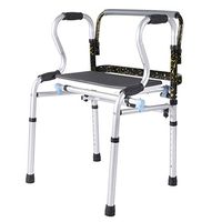 XHRHao Foldable Walker with Shower Chair Fuction and Waterproof Cushion 8 Adjustable Height Levels(79-97cm) Made of Aluminum Alloy Rollator Lightweight Portable Walk Assist for Elderly Silver