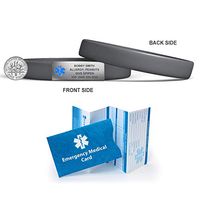 MedicBand Medical Alert ID Bracelet - Gunmetal Gray (med). Free Engraving. 8 Vibrant Colors! Free Shipping.
