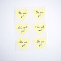 She Said Yes Heart Stickers by Once Upon Supplies, Labels and Seals for Wedding Invitations, Save The Dates, Bridal Shower Invitations, 1.5 X 1.5 Inches, Pastel Yellow, 48 Stickers
