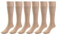 Silky Toes 3 or 6 Pk Men's Diabetic Non-Binding Cotton Dress Socks, Multi Colors Also Available in Plus Sizes… (9-11, Tan - 6 Pairs)