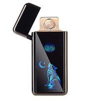 FL5018 USB Electronic Lighter Tungsten Turbo Spiral Windproof for Cigarette Smoking (Black Wolf)