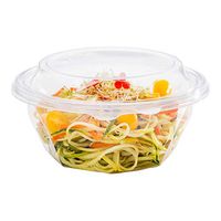 Basic Nature Round Clear Plastic To Go Bowl Lid - Compostable, Fits 24 and 32 oz - 7" x 7" x 3/4" - 125 count box - Restaurantware