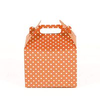 12CT (1 Dozen) Small Biodegradable Kraft/Craft Favor Treat Gable Boxes (Small, Polka Dot Orange)
