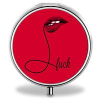 Lips Pill Case, Round Stainless Drug Organizer Container Medicine Cover for Pocket Daily&Weekly