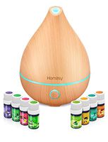 VicTsing Essential Oil Diffuser with Oils, Mini Aromatherapy Diffuser 130ml and TOP 8 Essential Oils Gift Set, Pure Essential Oils Set with Diffuser, BPA-free for Home Office, Yellow