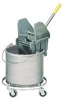 Royce Rolls Stainless Steel 6-Gallon Round Mop Bucket and 16-24 oz. Mop Wringer Combo on 3" Casters - #426