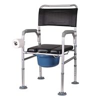 ZWJ-Rolling Walkers Old Man's Chair Toilet Bowl Disabled Foldable Mobile Toilet Aluminum Alloy Maximum Load Capacity of 210 pounds (Color : Silver)