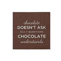 Pack of 20" Chocolate" Cocktail Size Paper Napkin Pink 5" x 5"