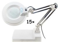 INTBUYING 110V 15X Magnifier LED Lamp Light Magnifying White Glass Lens Desk Table