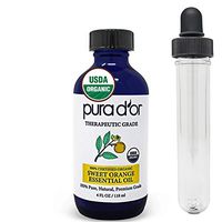 PURA D’OR Sweet Orange Essential Oil (4oz / 118mL) USDA Organic 100% Pure Natural Therapeutic Grade Diffuser For Aromatherapy, Energy, Mind & Body Uplift, Healthy Immunity Support, Cleanses & Purifies
