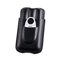 Lxc Smoking Set/Cigar Tube Travel Portable Cigarette Case with Cigar Scissors Leather Compact Box Can Accommodate 3 Cigars Men's Gift Box Multi-Color Optional Mute (Color : Black)