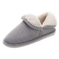 Theoylos Slippers for Women Warm Memory Foam Non-Slip House Shoes Comfortable Home Bedroom Shoes Fleece Cotton Slippers Gray