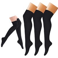 Compression Socks (3 Pairs) Knee High Compression Sock for Women & Men Best Stockings for Running, Medical, Athletic, Edema, Diabetic, Varicose Veins, Travel, Pregnancy (Black, Large/X-Large)
