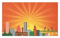 GugeABCmat Floor Mats,City of Portland in Autumn Season Downtown and Business District Urban Photography,Absorbent Bedroom Living Room Floor Mats 30" W X 18" L,Multicolor