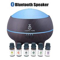Essential Oil Diffuser Humidifier with Bluetooth Speaker Pure Aromatherapy LED Lights Wood Grain Color Pro Aroma Kit Diffuser (Wood Grain with Oils)