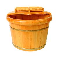 Solid Wood Foot Soaking Barrel，Massage Wooden Foot Bath with Lid，Beauty Solid Wood Foot Basin,Family, Old People Available，