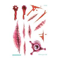 UOKNICE Halloween Waterproof Temporary Tattoo Sticker Scar Terror Wound Blood Injury Hot