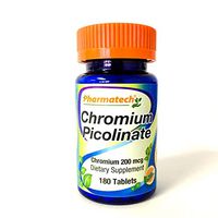 Pharmatech ®, Chromium Picolinate 200 mcg, Dietary Supplement, Gluten Free, Non GMO, Lactose Free, Suitable for Vegetarians, Mineral for Woman and Men, 180 Tablets per Bottle