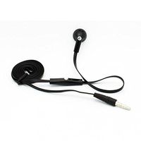 Flat Wired Headset MONO Hands-free Earphone w Mic Single Earbud Headphone [3.5mm] [Black] for T-Mobile iPhone 6S Plus - T-Mobile iPhone SE - T-Mobile Blackberry Priv