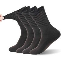 No Blister Diabetic Socks, FOOTPLUS Non Binding Top Padded Sole Ultra Warm Edema Circulatory Socks, Loose Top Warm Swollen Feet Dress Socks, 4 Pairs Brown Quarter, XX- Large