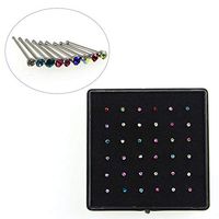 36xCrystal Rhinestones Nose Ring Bone Stud Stainless Steel BodyPiercing Jewelry Beauty Womans Party Accessory Trendy Unique Creative | Color - MultiColor