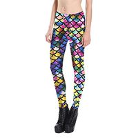 H.Coosy Practical;Cozy Europe and The United States Mermaid Fish Scales Multi-Color Multi-Color Bright Leather Leggings ML-2013 Rainbow All