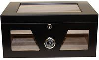 Angelo HUMIDOR Hold 100 Cigars - Hygrometer - HUMIDIFIER - Black
