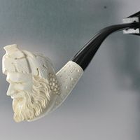 Meerschaum Bacchus Celebrating Tobacco Pipe 1/2 Bend by Paykoc M99061