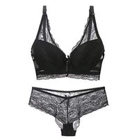Gocheaper Women's Sexy Lace Bra Female Lingerie Bras Underwear Set(Black,38/85)