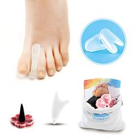 vuUUuv 4 Pairs-Silicone Toe Separator - Overlapping Toe Pad - Hammer Toe - Hallux valgus Daily Correction Relaxation (Transparent-Massage)