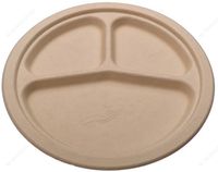 Tree Free Premium Quality Biodegradable Party Dinner Plates, 9-Inches, Triple Compartment, Case of 500 Plates