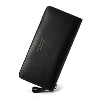 F&W WF Handbag - Women's Long Leather Wallet Women's Zipper Clutch (Color : Black)