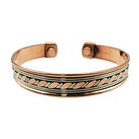 Copper Bracelet for Arthritis Pain Management - Men & Womens Magnetic Cuff Bracelet - Natural Healing Non-Invasive Pain Relief from Joint Pain, Arthritis, RSI Magnet Therapy (Three Tone Stripped)