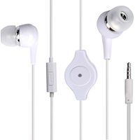 Noise Cancelling Headphone,Deep Bass Headphones,1PC 3.5mm Retractable Storage Super Bass Stereo in-Ear Earphone Sport Headset (3.5mm Retractable Headphones, White)