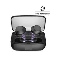TWS Bluetooth 5.0 Wireless Earbuds Headset for iPhone/Samsung IPX8 Waterproof Smart Bluetooth Headphones Headsets telligent Charging case(Black) (Black)