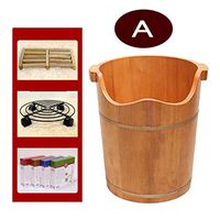 Foot Bath Tub，Oak Household Health Care Foot Bathtub Solid Wood Foot Bath Barrel with Cover,One-Sided Bucket Ear Foot Barrel (Size : A)