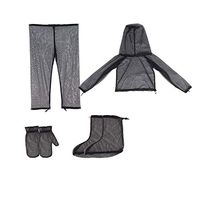 MarioRZ Anti-Mosquito Visible Mesh Net Suit, Lightweight Summer Bug Wear with Jacket Gloves Pants Socket for Fishing Camping Hiking (XL-300lbs)