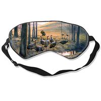 XJOFKJTI Forest Creek Turkey Sleep Mask Women & Men with Adjustable Straps Sleeping 8.26" X 3.54" Eye Masks Lightweight and Comfortable Night Cover for Kids Girls,Sleep Mask