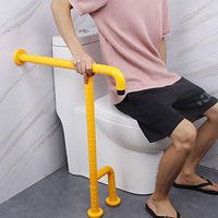 Toilet Handrail Safety Auxiliary Armrests Flip-Up Screw-In Bathroom Grab Bar With Textured Grip Stainless(White , Yellow) Anti-slip Safety & Assisting Rails Bar ( Color : Yellow , Size : 60x70cm )