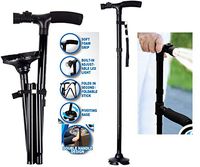 Easy Twin Grip Adjustable Cane Dependable Folding Cane with Built in LED Lights Pivoting Base