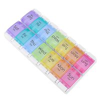 Weekly Pill Organizer 2 Times a Day, BPA Free 7 Day Pill Box Case with Push Button and Large Compartments to Hold Vitamins, Cod Liver Oil, Supplements and Medication