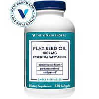 The Vitamin Shoppe Certified Organic Flax Seed Oil 1,000MG, Essential Fatty Acid That Supports Cardiovascular Health, Unrefined Pesticide Free, Cold Pressed Flax Seed Oil (120 Softgels)