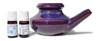 Baraka US Handmade Ceramic Lead-Free Neti Pot Breathe Easy Kit with 4 ml Essential Oil for Allergy and Congestion and 5 ml Steam Oil for Aromatherapy - Purple Color